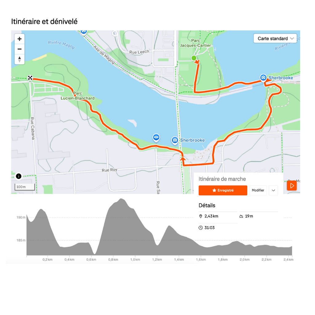 From Jacques-Cartier Park -> Lucien Blanchard Park (Beach)