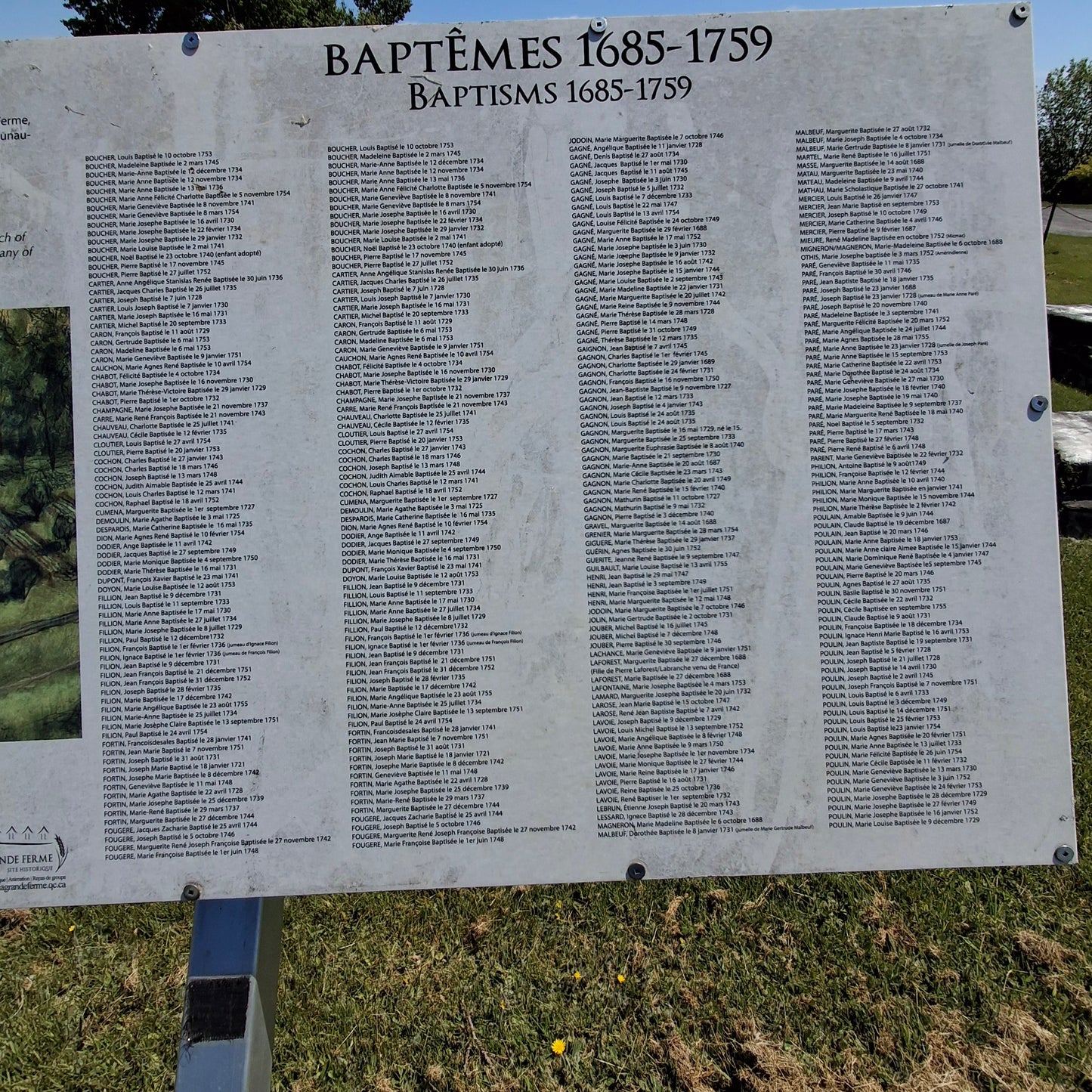 Baptêmes 1685-1759