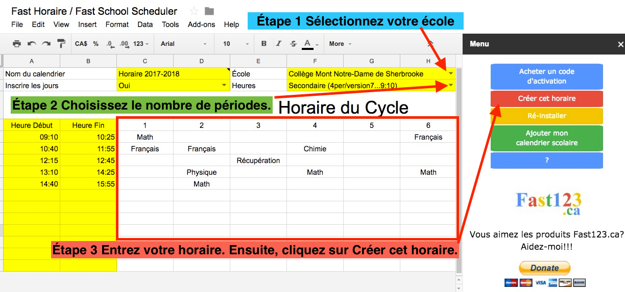 Fast Horaire (Entrez Votre Horaire Scolaire Dans Google Agenda™)